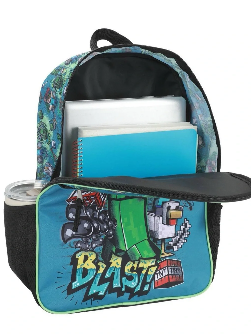 Kids Blue Minecraft-Inspired 'Having a Blast' Backpack T6